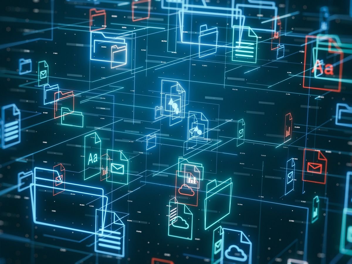 Digital folders representing organized legacy storage